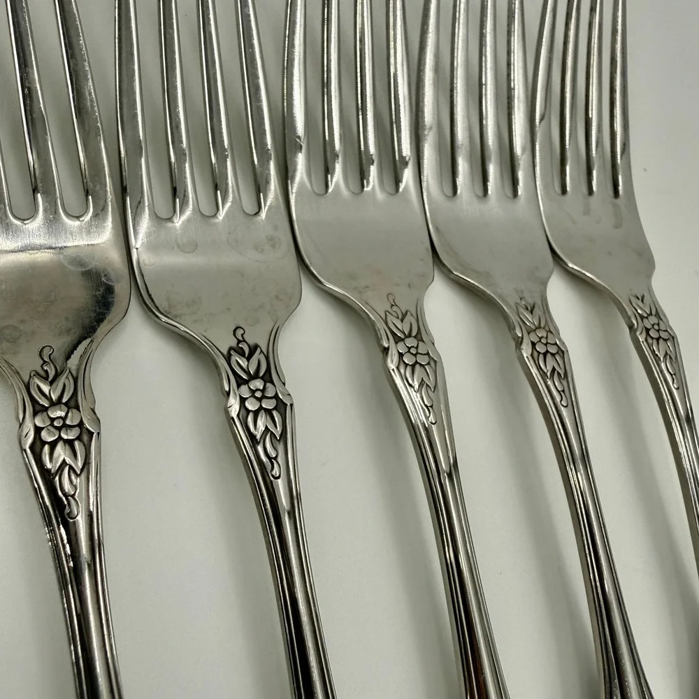 Oneida Distinction Deluxe Raphael Stainless Steel Set 5 Dinner Forks 7.25